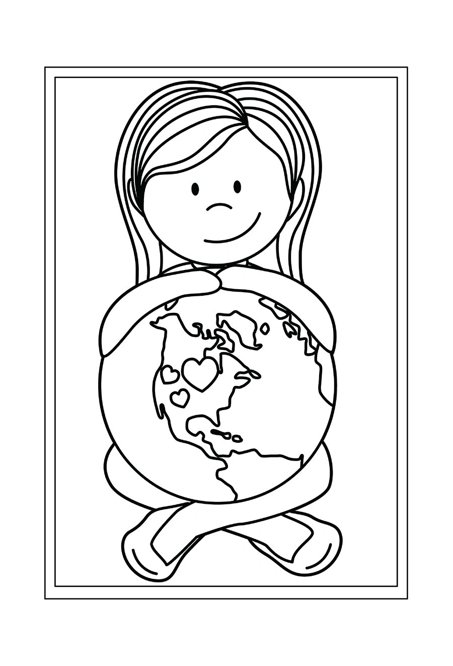 Kolorowanka dziewczynka dba o ziemię